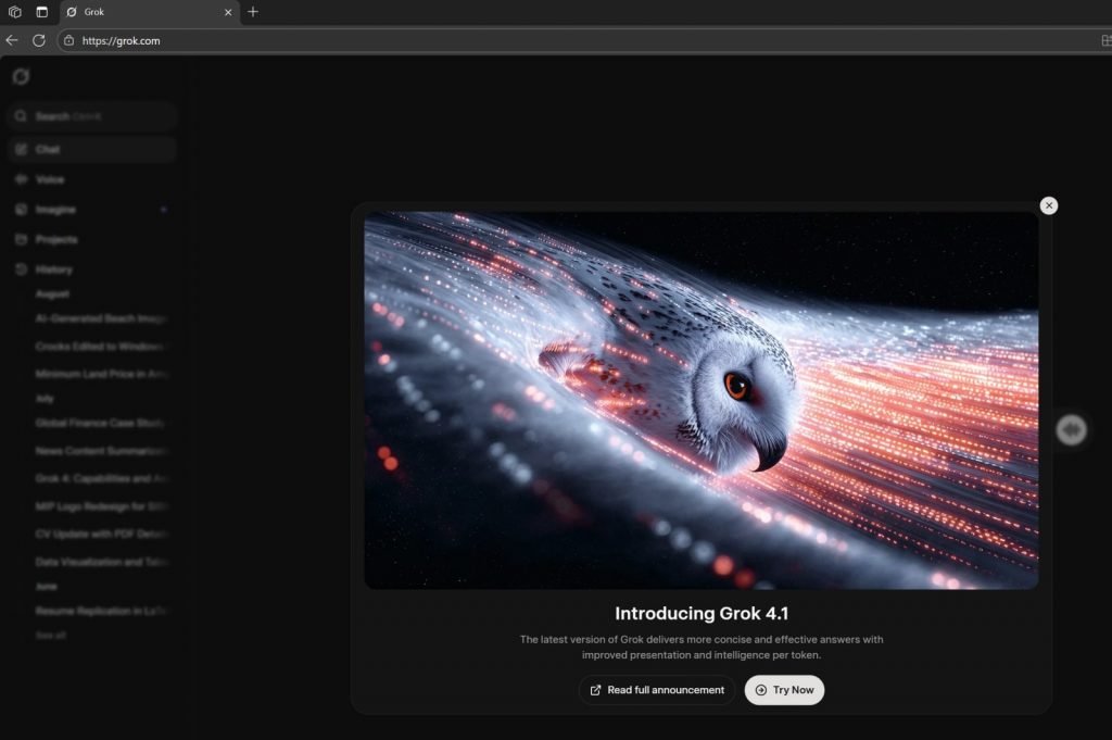 مدل هوش مصنوعی Grok 4.1 با بهبود چشمگیر در سرعت و کیفیت عرضه شد